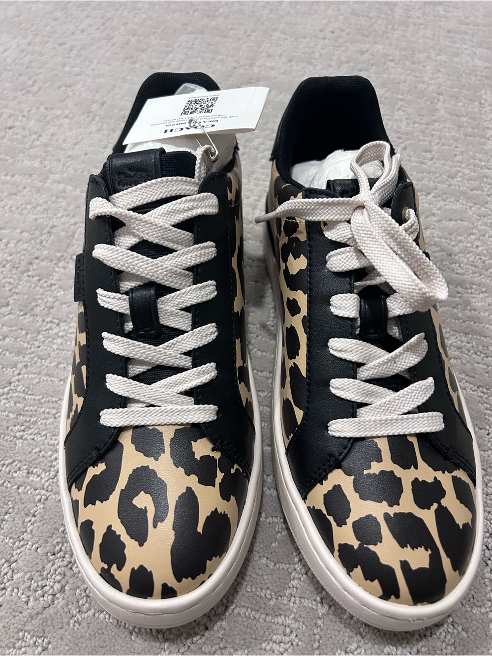 Coach Women’s Leopard Print Sneakers - Black & Tan